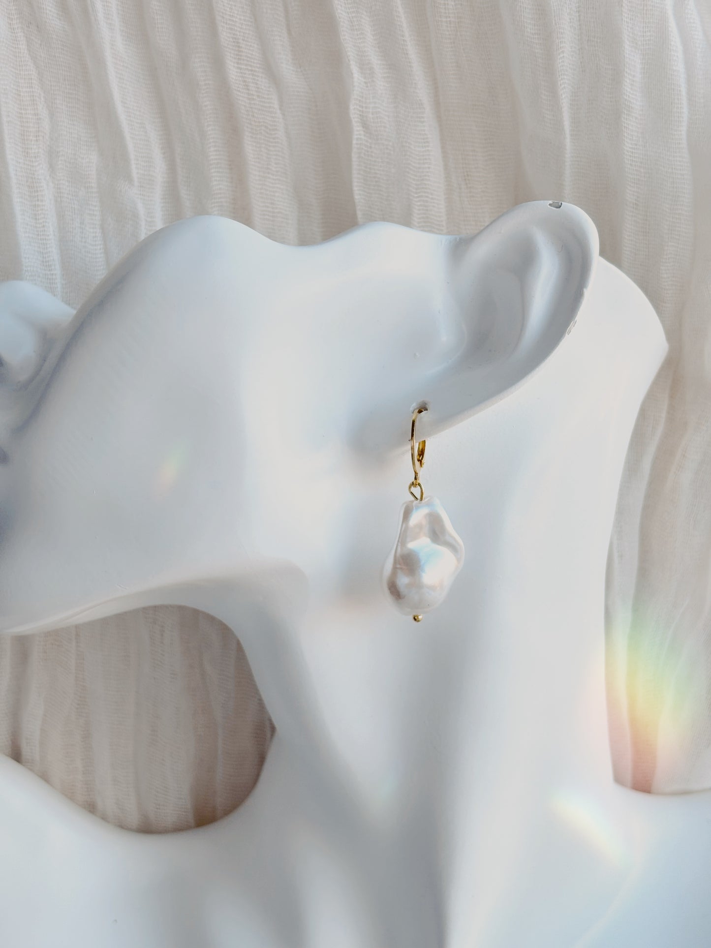 Faux pearl tarnish free earrings - silver or gold