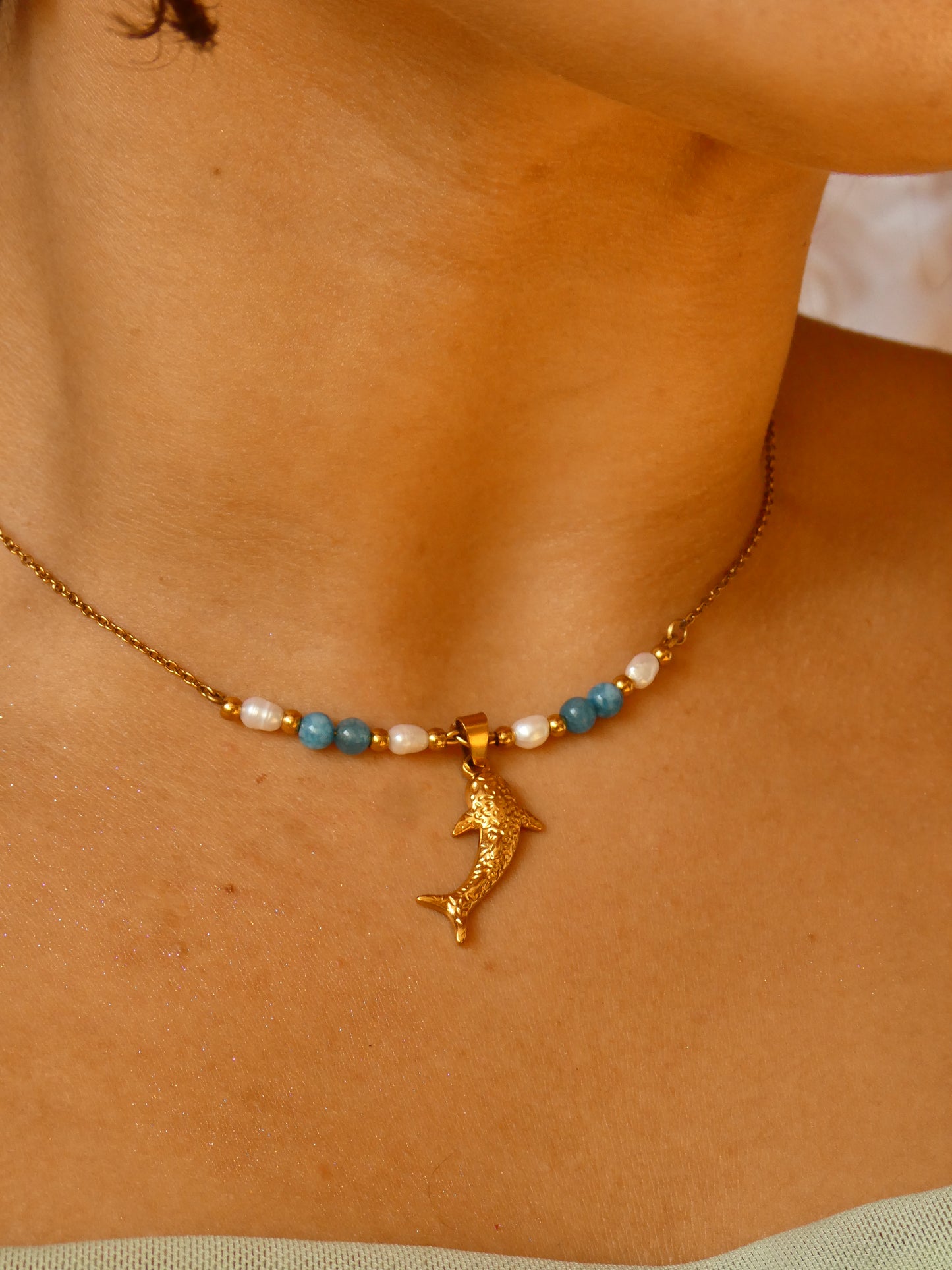 Whale Shark & pearls Necklace | handmade | waterproof | tarnish free | gold & silver