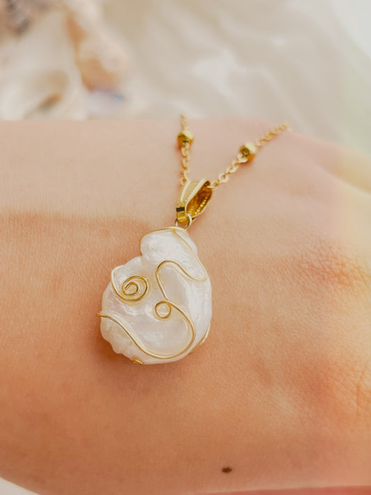 Unique freshwater pearl hand wrapped necklace