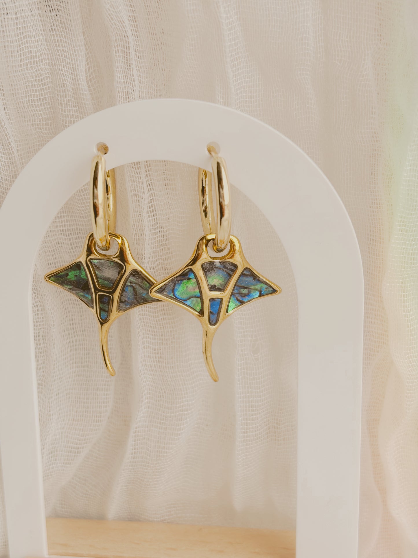 Abalone Manta ray earrings