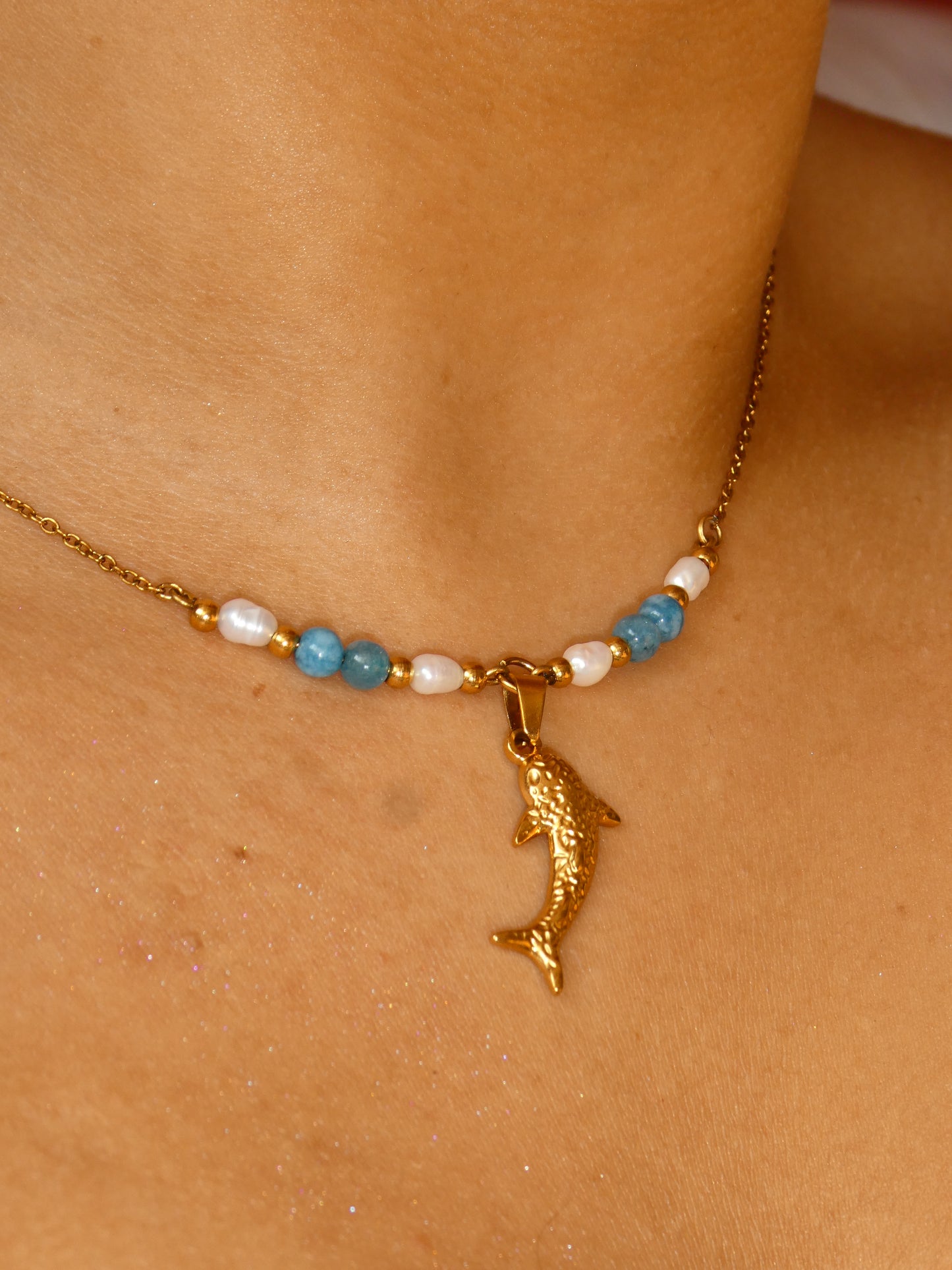 Whale Shark & pearls Necklace | handmade | waterproof | tarnish free | gold & silver