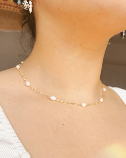 Fresh water pearl chocker tarnish free handmade