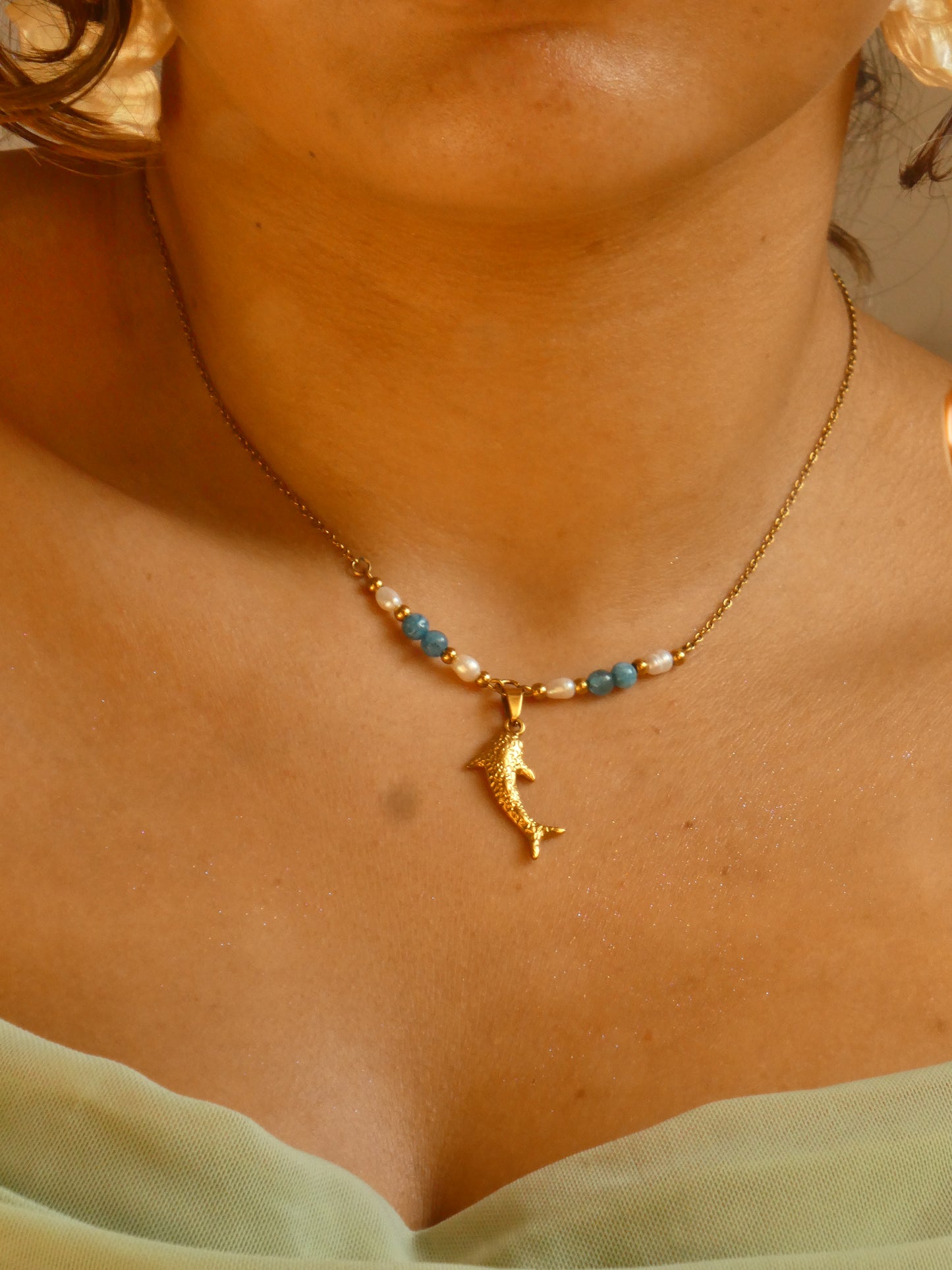 Whale Shark & pearls Necklace | handmade | waterproof | tarnish free | gold & silver