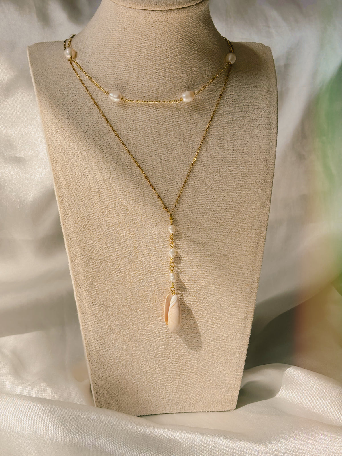 Customisable Seashell & Pearl | earrings & necklace set