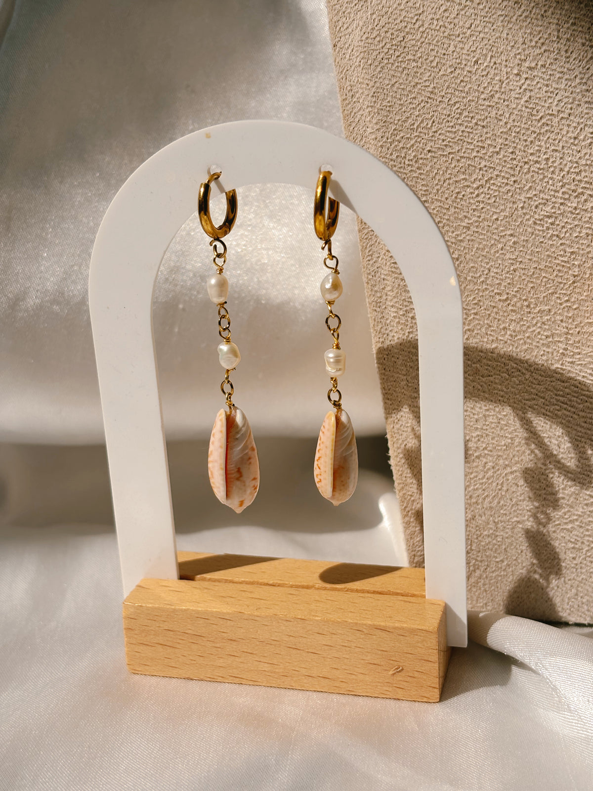 Customisable Seashell & Pearl | earrings & necklace set