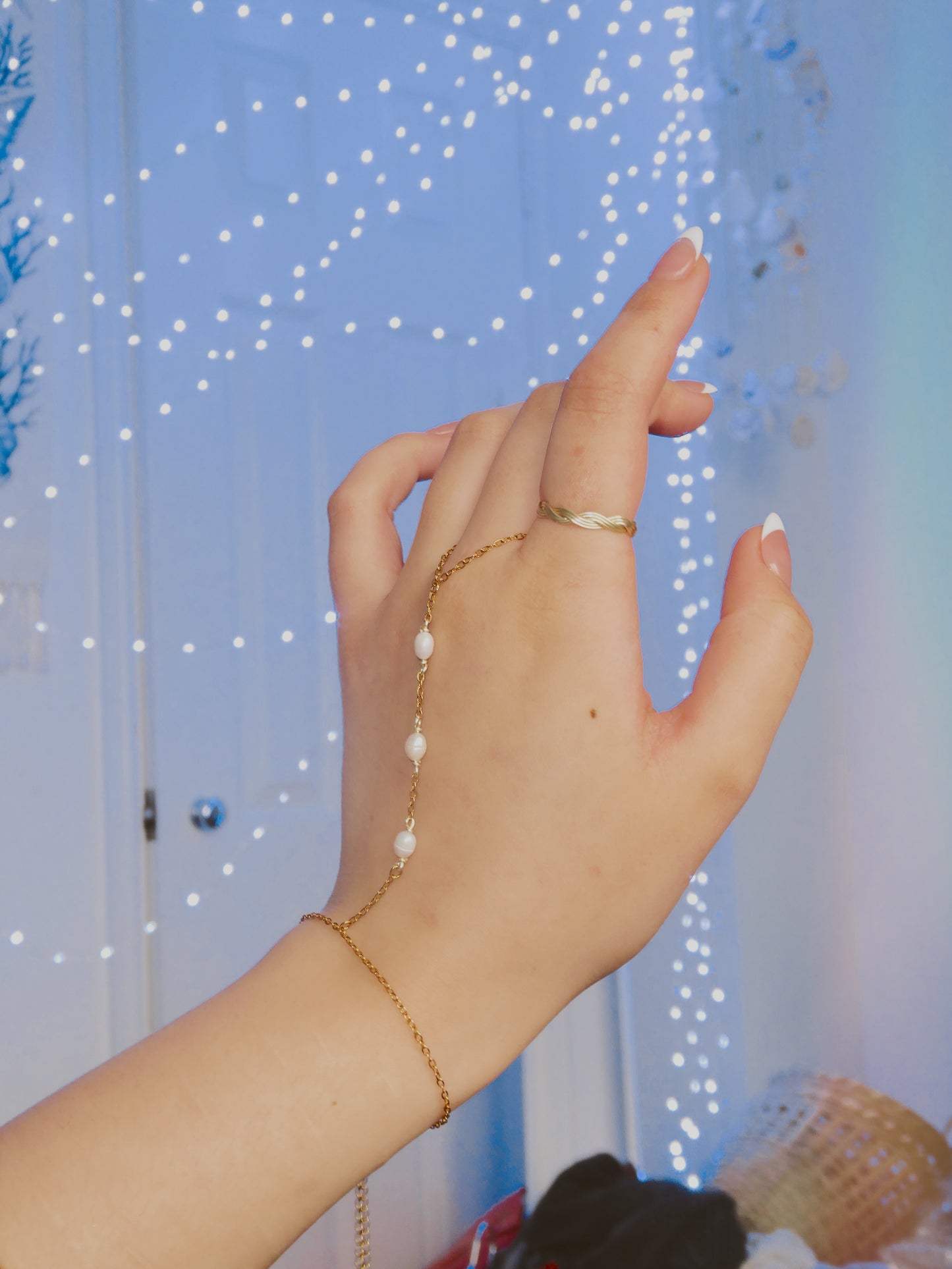 Fresh water pearl hand chain