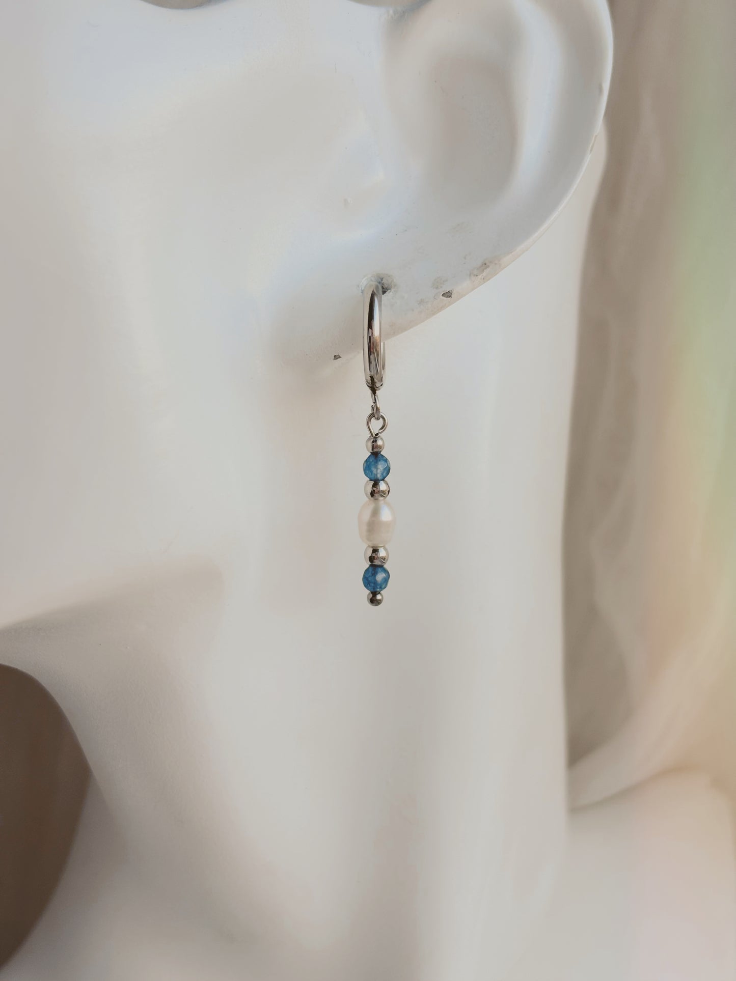 Fresh water pearl custom coloured gem earrings