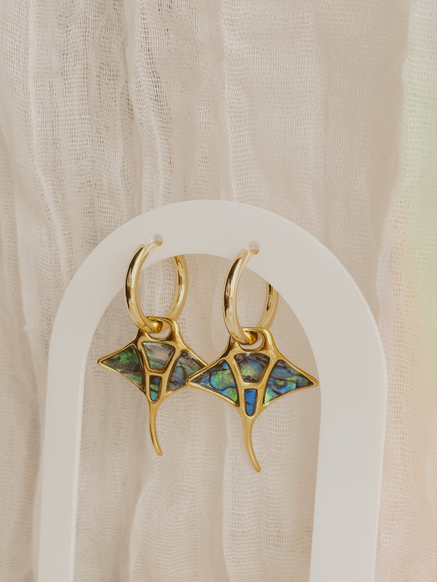 Abalone Manta ray earrings