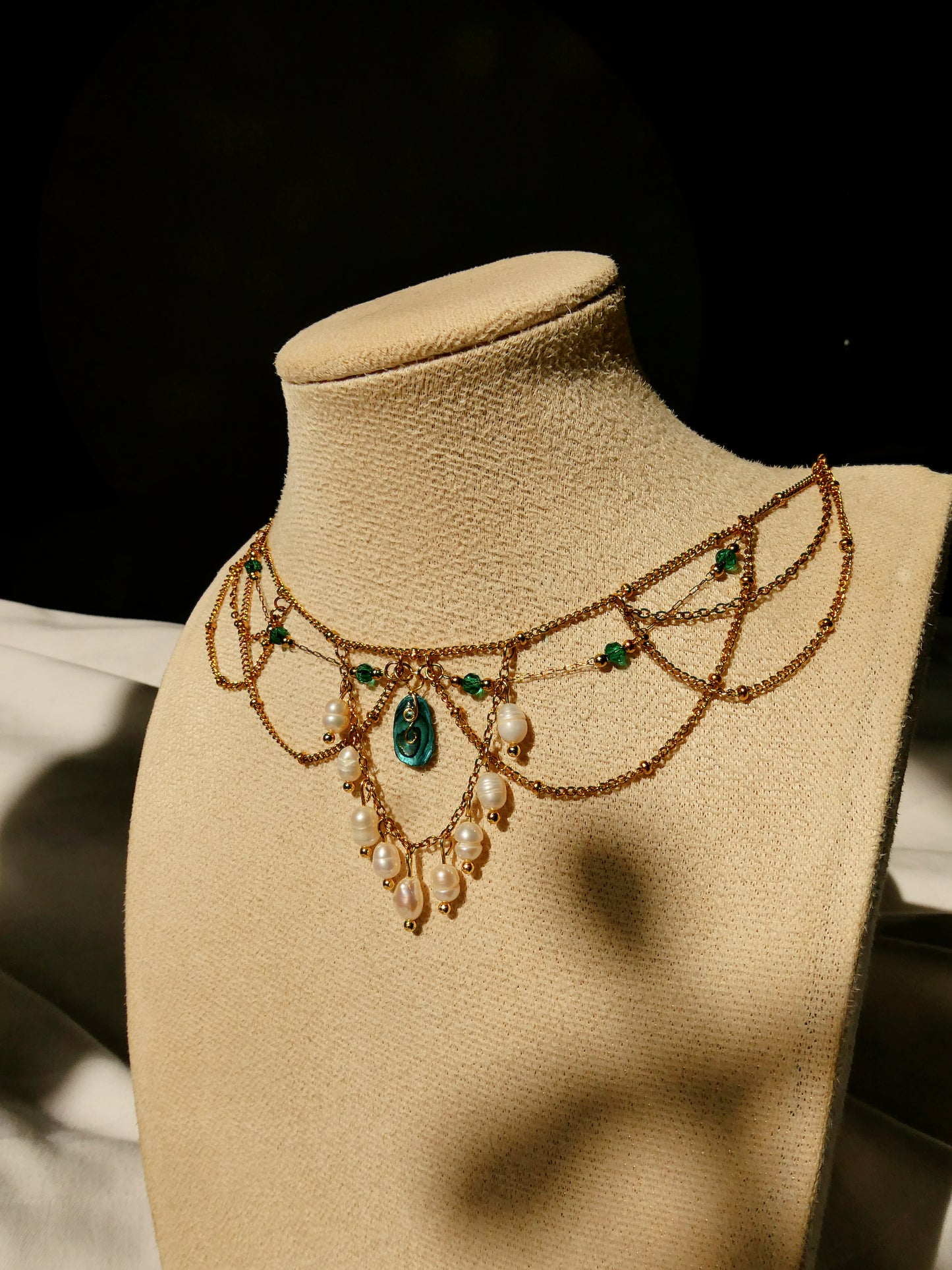 Abalone shell & Pearl bridal necklace