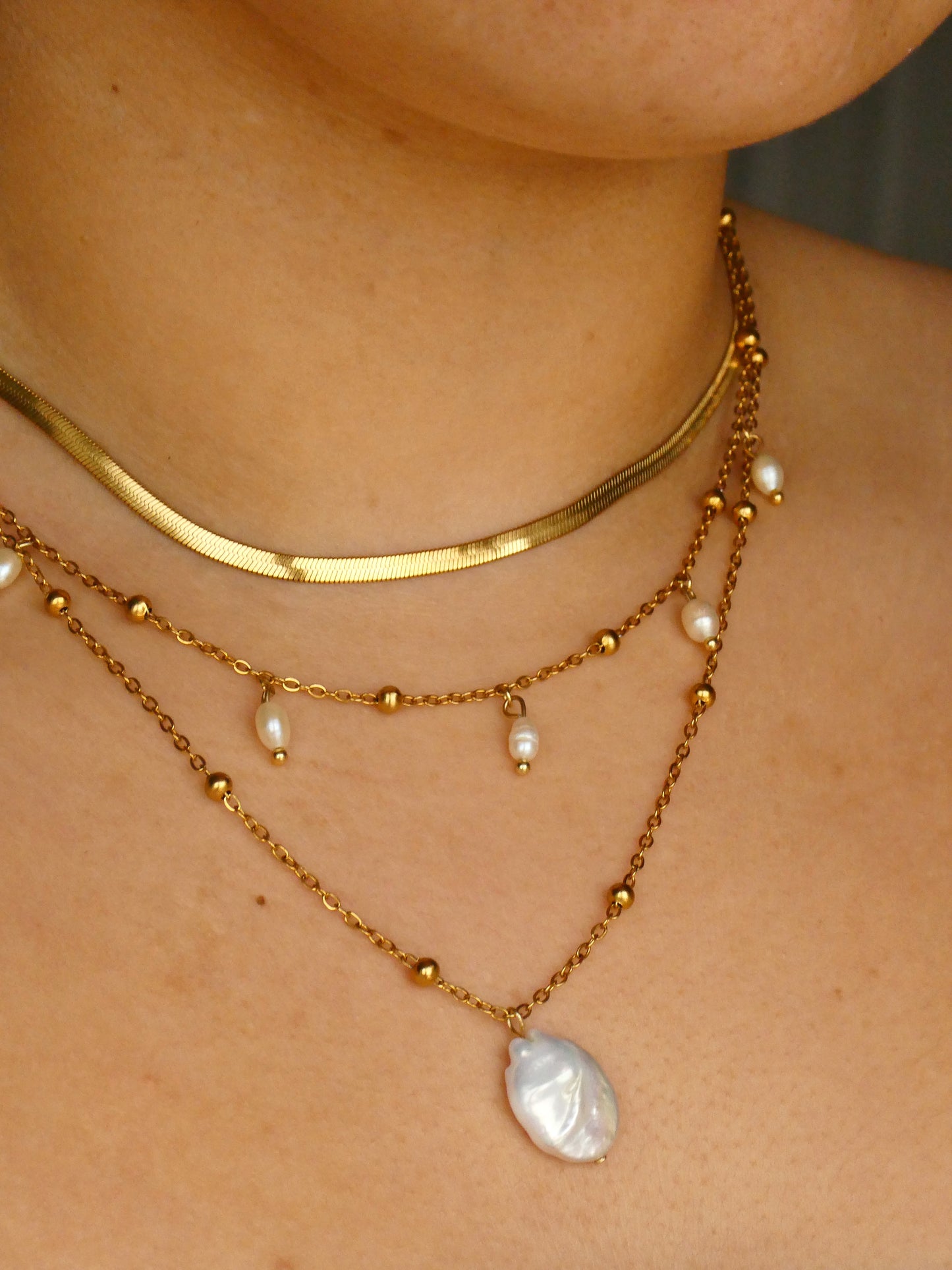 Fresh water pearl necklace set - 3 piece necklace stack