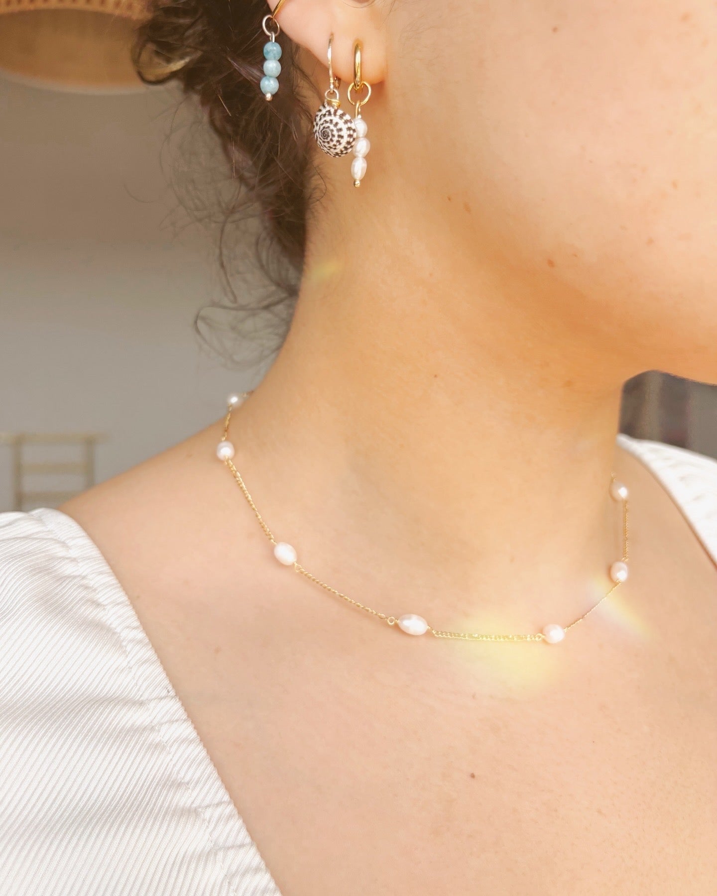 Fresh water pearl chocker tarnish free handmade