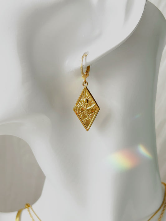 Diamond sunset earrings - tarnish free - gold or silver