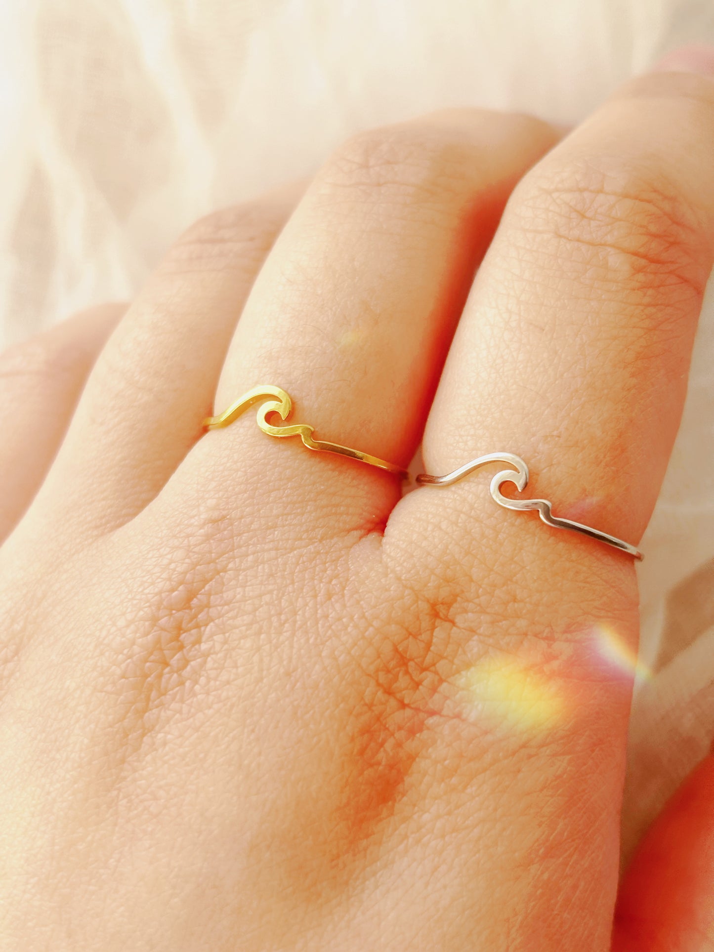 Dainty tarnished free wave ring