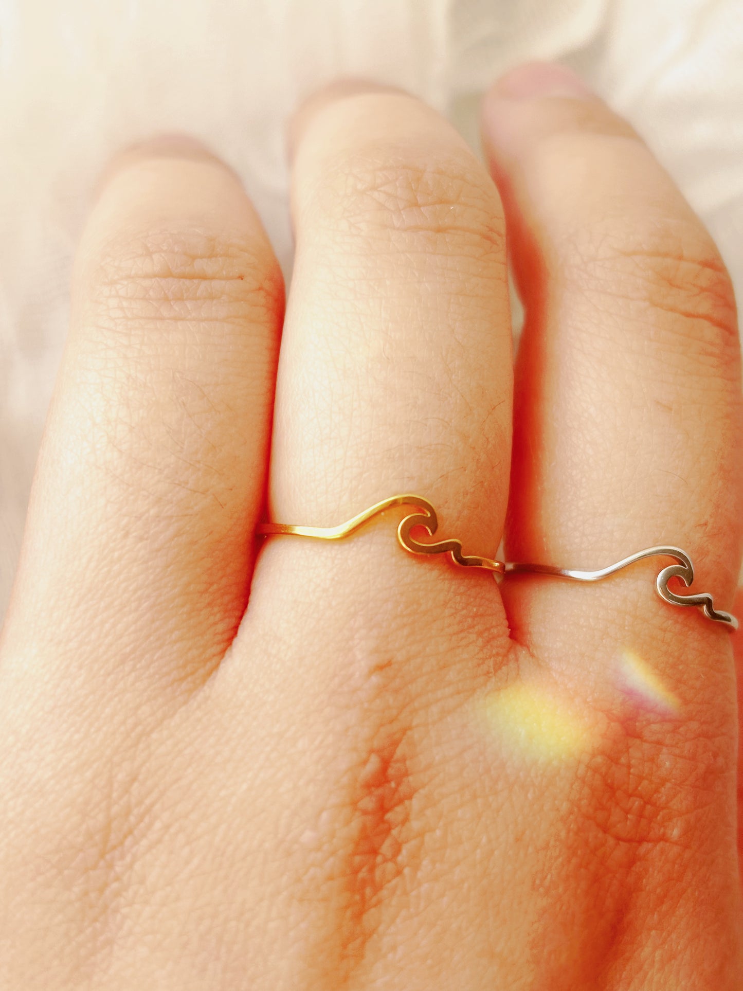 Dainty tarnished free wave ring