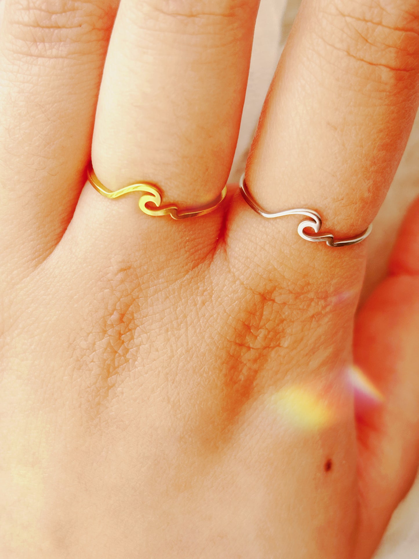 Dainty tarnished free wave ring