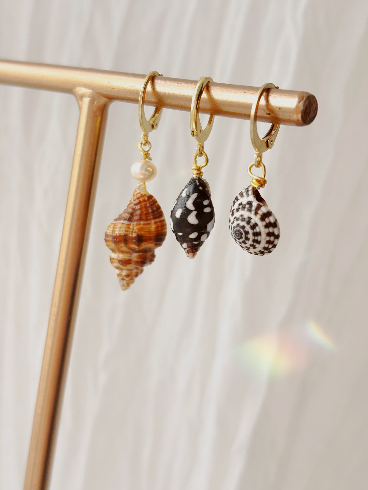 Natural Shell earrings - tarnish free silver & gold