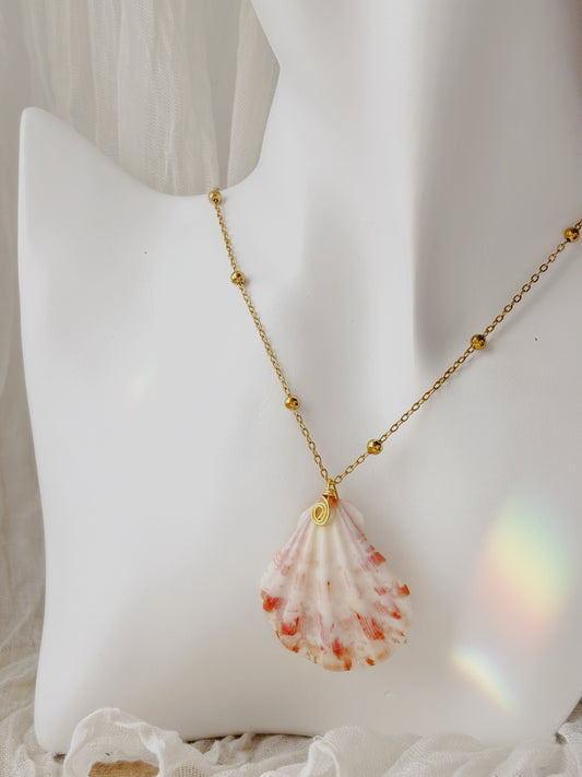 Natural hand picked shell necklace tarnish free gold and silver